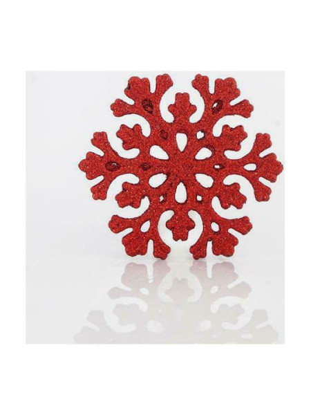 Eurolamp Vánoční ozdoby Plastové červené sněhové vločky, 11 cm, SET 5 ks
