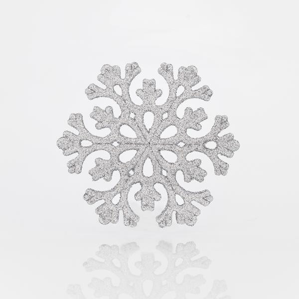 Eurolamp Vánoční ozdoby Plastové stříbrné sněhové vločky, 11 cm, SET 5 ks