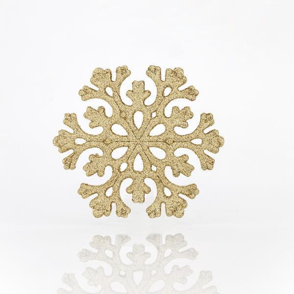 Eurolamp vánoční ozdoby plastové zlaté sněhové vločky, 11 cm, set 5 ks