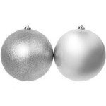 Eurolamp Vánoční ozdoby plastové stříbrné koule, 20 cm, set 2 ks