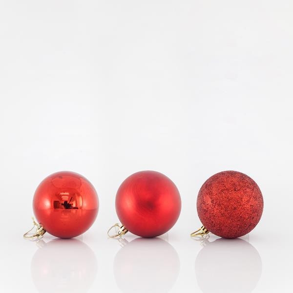 Eurolamp vánoční ozdoby plastové červené koule, 8 cm, set 6 ks