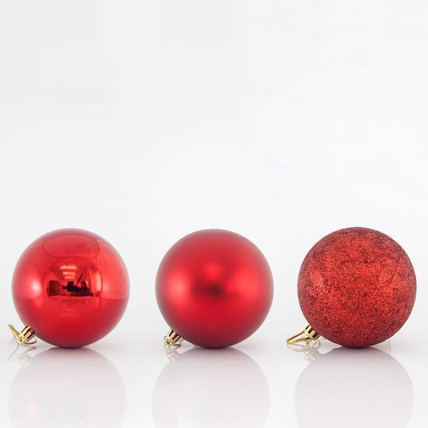 Vánoční ozdoby Plastové červené koule, 10 cm, SET 6 ks