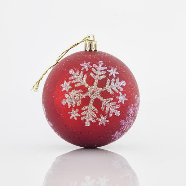 Vánoční ozdoby Plastové červeno-bílé koule, 8 cm, SET 6 ks