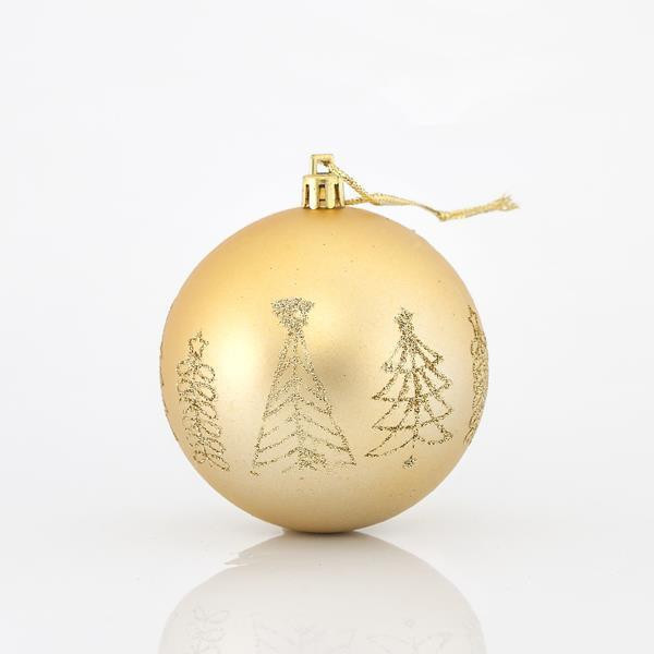 Eurolamp vánoční ozdoby plastové zlaté koule s dekorem, 8 cm, set 6 ks
