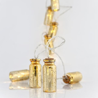 Eurolamp LED světelný řetěz se zlatými lahvemi, barva teplá bílá, 10 ks