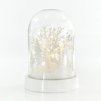 Eurolamp Osvětlená kopule, s jeleny a stromy, 10 LED, 12,5 x 18,5 cm, 1 ks
