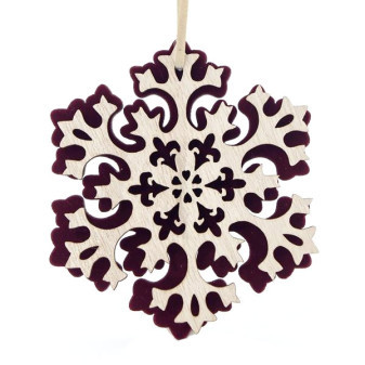Vánoční dekorace Závěsná sněhová vločka, dřevěná 9,5 x 0,5 x 10 cm, 1 ks