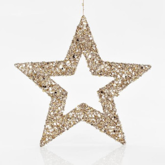 Eurolamp Hvězda, zlatá s glitry, 45 cm