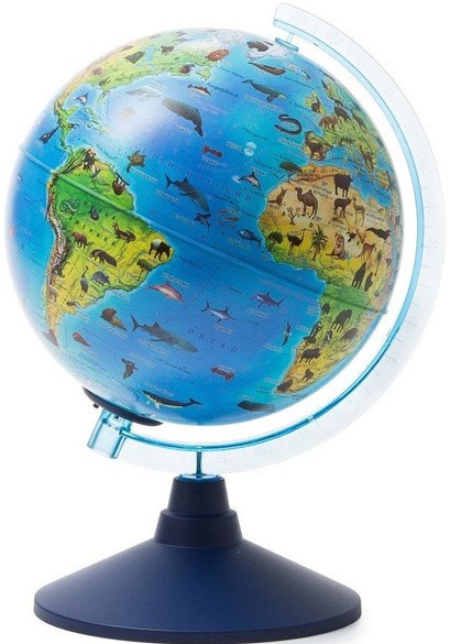 Alaysky Globe 25 cm Zoogeografický glóbus pro děti s LED podsvícením, popisky v angličtině