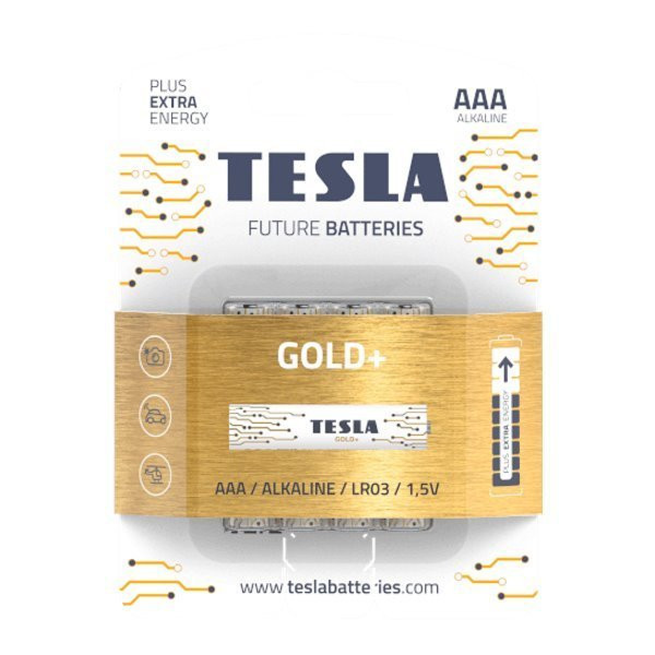TESLA GOLD+ Alkaline baterie AAA (LR03, mikrotužková, blister) 4 ks