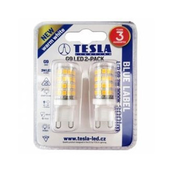 TESLA - LED  G9000330-5PACK, žárovka, G9, 3W, 230V, 300lm, 15 000h, 3000K teplá bílá, 360° 2ks v