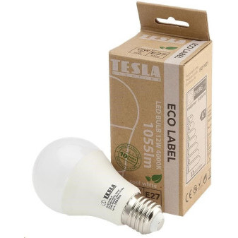 TESLA - LED  BL271240-4, žárovka BULB E27, 12W, 230V, 1055lm, 15 000h, 4000K studená bílá, 220°