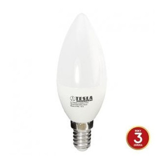 TESLA - LED  CL140540-4, žárovka CANDLE svíčka, E14, 5W, 230V, 470lm, 15 000h, 4000K studená bíl